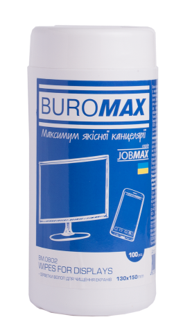 Серветки для чищення екранів, моніторів та оптики Jobmax 100 шт Buromax BM.0802